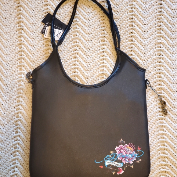 Ed Hardy Y2K Black and Pink Women's Tote Bag Purse Tiger & Diamonds NEW - Picture 2 of 9